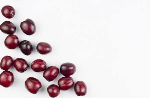 Many Red Fresh Cherries White Background — Stock Photo, Image