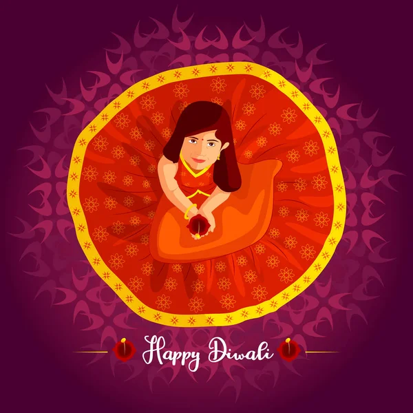 Glückliches Diwali Lichterfest Grußkarte Diwali Bunte Poster Mit Einem Kleinen — Stockvektor