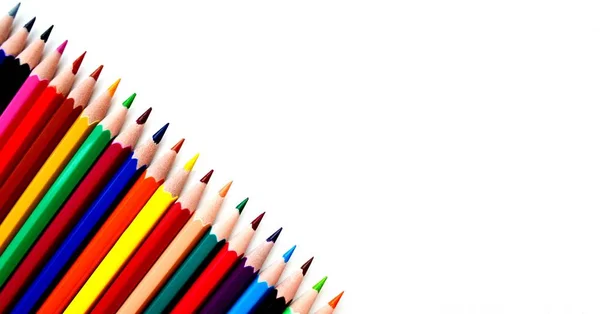 Crayons Colorés Sur Fond Blanc — Photo