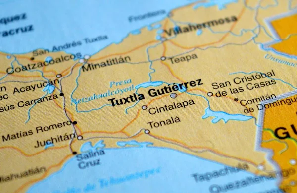 Tuxtla Gutierrez Sur Une Carte — Photo