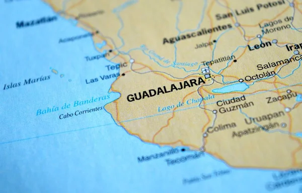 Guadalajara Sur Une Carte — Photo