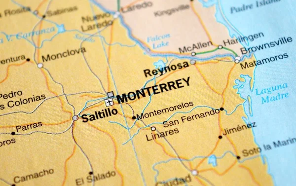 Monterrey Sur Une Carte — Photo