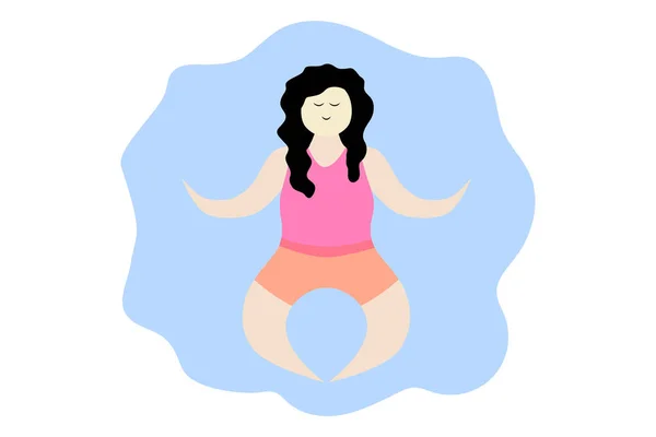 Eps Vector Een Meisje Dat Yoga Meditatie Doet Leuke Striptease — Stockvector