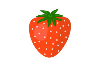 EPS 10 vektörü. Beyaz arka planda izole edilmiş bir çilek. Düz stil yapılmış bir meyve. Projeler için iyi.