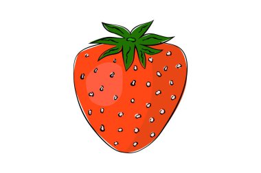 Beyaz arka planda izole edilmiş bir el çizilmiş çilek. Eşsiz stil, projeler için iyi.