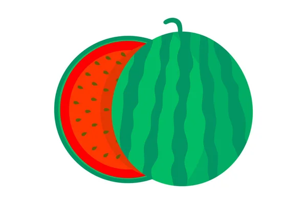 Een Watermeloen Een Half Daarvan Geïsoleerd Witte Achtergrond Unieke Stijl — Stockvector