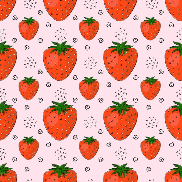 Nahtloses Muster Mit Handgezeichneten Erdbeeren Guter Moderner Druck Für Jedes — Stockvektor