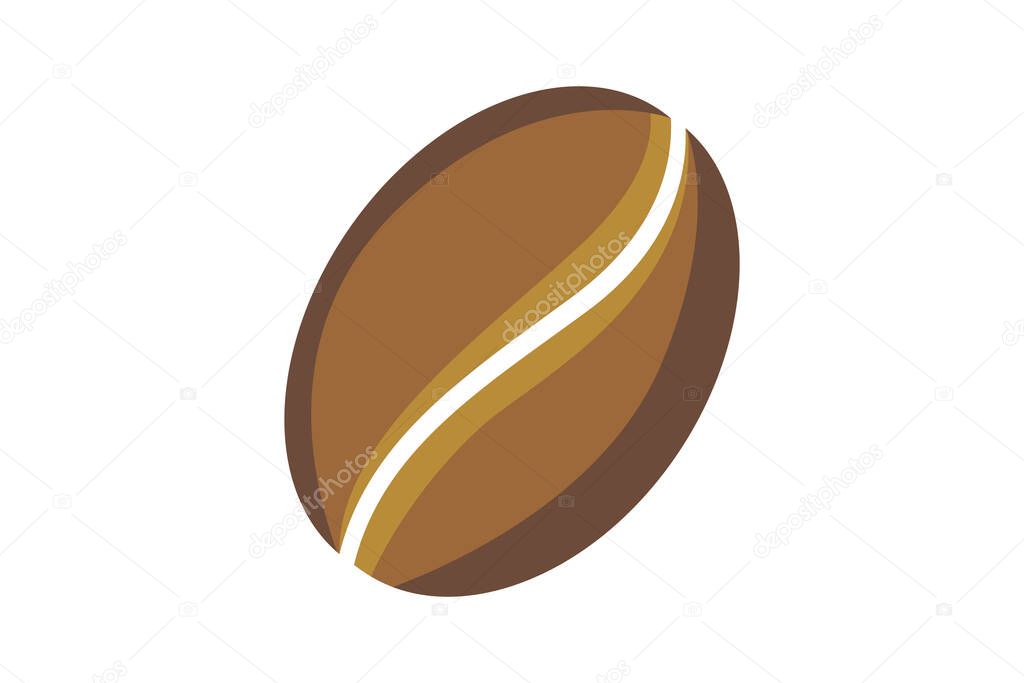 A coffee bean isolated on white background. Good logo or design element for any project.