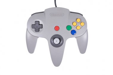 Gri Nintendo 64 Video Oyun Kumandasının Yakın Çekim