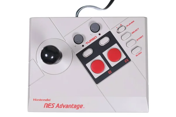 Un primer plano de un Joystick de Videojuego Nintendo NES Advantage — Foto de Stock