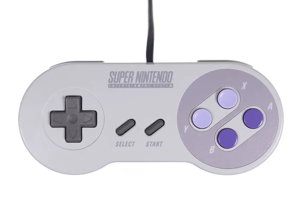 En närbild av Nintendo SNES video spel Controller — Stockfoto