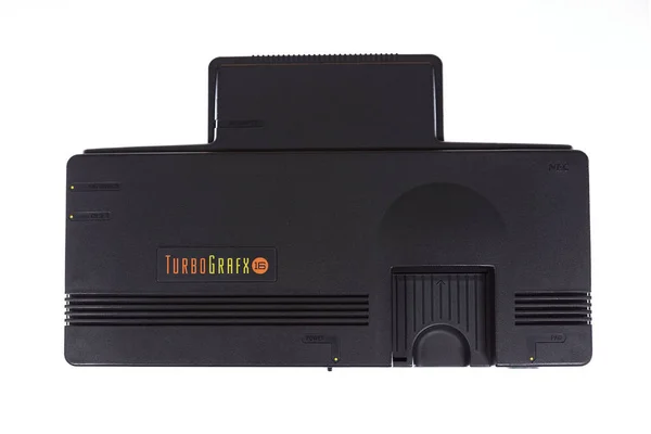 Верхний вид игровой приставки NEC TurboGrafx 16 — стоковое фото