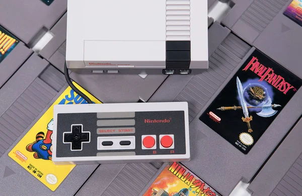 The Super Nintendo Video Game System and Games Stock Editorial
