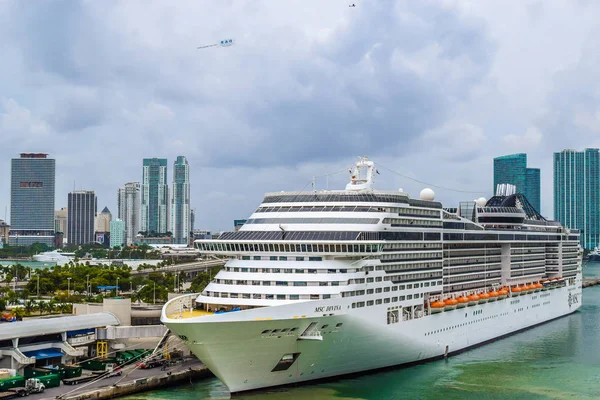 Miami Florida Március 2014 Msc Divina Cruise Hajó Dokkolt Miami — Stock Fotó