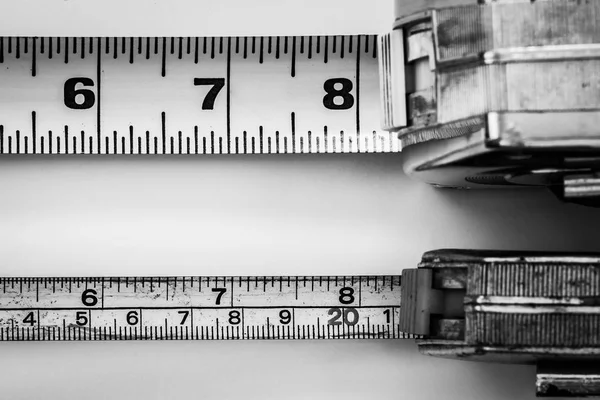 Medição Polegada Ferramentas Fita Métrica Grandes Pequenas Comparação — Fotografia de Stock