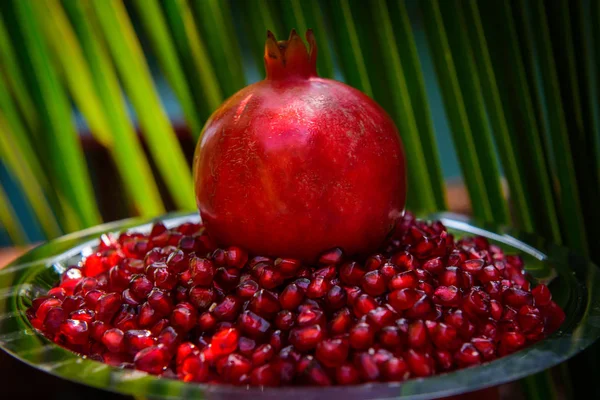 Sliced pomegranate. Pomegranate closeup, background