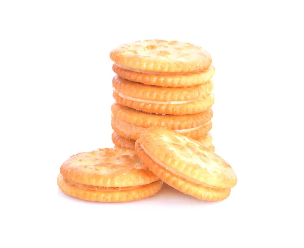 Una Pila Deliciosas Galletas Redondas Trigo Con Crema — Foto de Stock