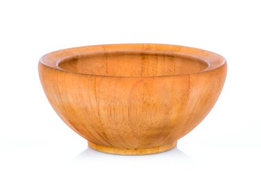 ahşap kase, salata kasesi beyaz arka plan üzerinde