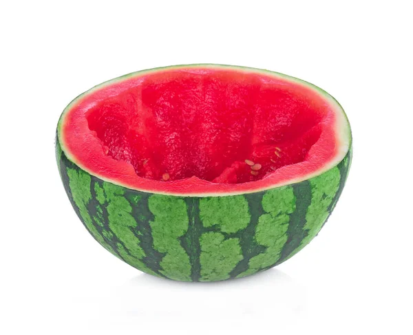 Hälften Fräsch Vattenmelon Isolerad Vit Bakgrund — Stockfoto