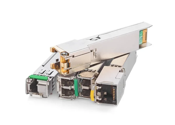 Beyaz arka plan üzerinde izole ağ anahtarı için optik gigabit sfp modülü