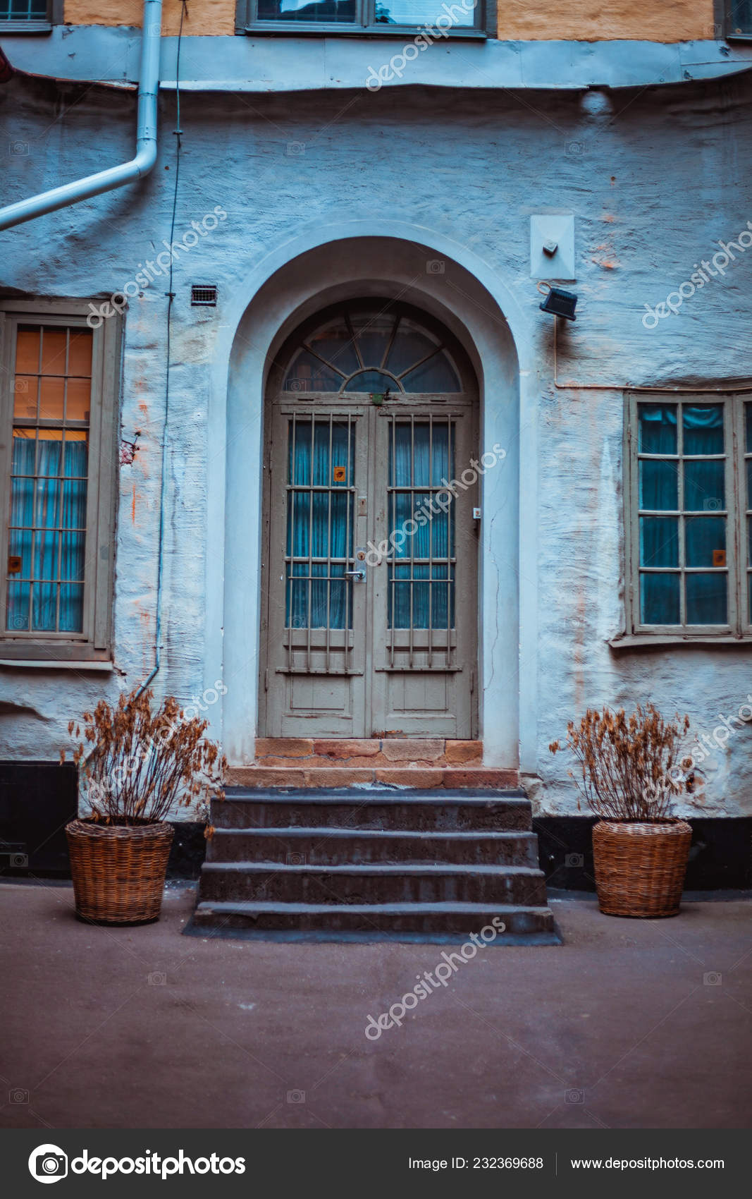 Traditional Skandinavian Outdoor Design House Old Door Plants Threshold Stock Photo C Martamysak 232369688