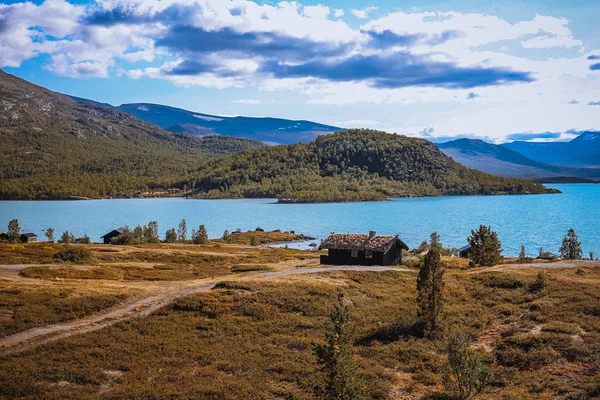 Prachtige Noorse Landschap Van Ideale Fjord Met Bergen Weg Naar — Stockfoto