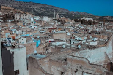 akşam, Fas-Meknas yönetim bölgesi, Fas ın eski city Fez panoramik manzaralı