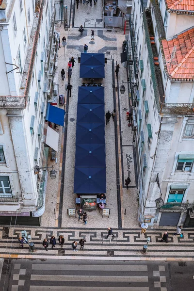 top view of houses in old quarter in city Lisbon, Portugal