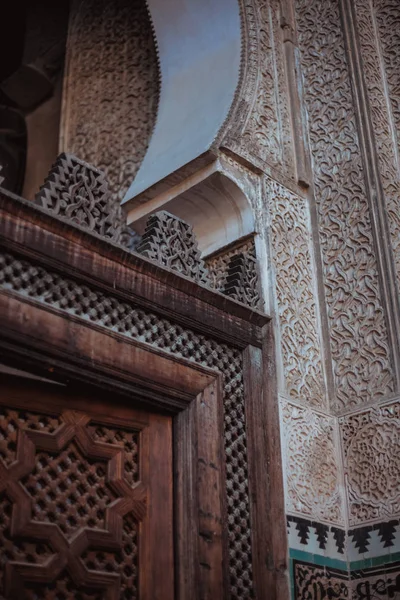 Belső Udvarára Néző Kilátással Gyönyörű Régi Mecset Fes Marokkó Jogdíjmentes Stock Fotók