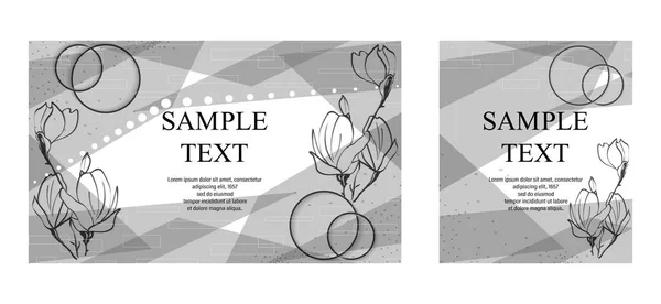 Zestaw kreatywnych ręcznie rysowane kwiatowy tle. Vector czarno-białe karty teksturowane. Piękny abstrakcyjny plakat. — Wektor stockowy