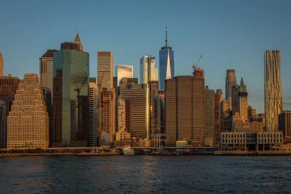 Blootstelling Van New York Skyline Weergave Van Brooklyn Bridge Park — Stockfoto