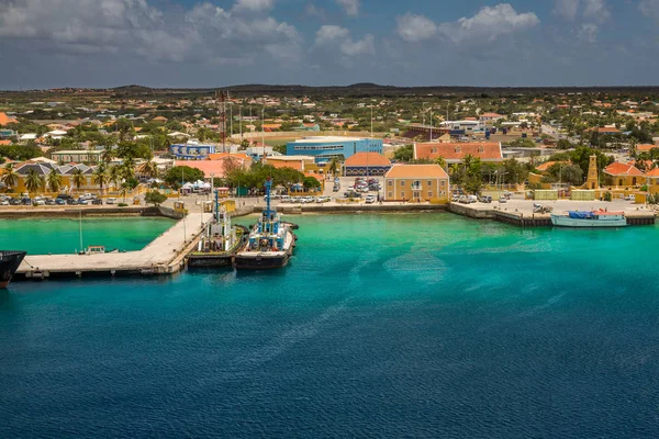 Benvenuto Bonaire Divers Paradise Arrivando Bonaire Cattura Nave Presso Capitale — Foto Stock