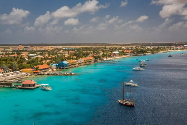 Benvenuto Bonaire Divers Paradise Arrivando Bonaire Cattura Nave Presso Capitale — Foto Stock