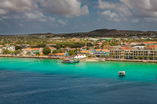 Benvenuto Bonaire Divers Paradise Arrivando Bonaire Cattura Nave Presso Capitale — Foto Stock