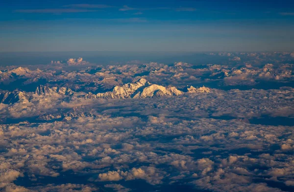 View Airplane Window Showing Clouds Mountains Central Europe Royalty Free Stock Photos