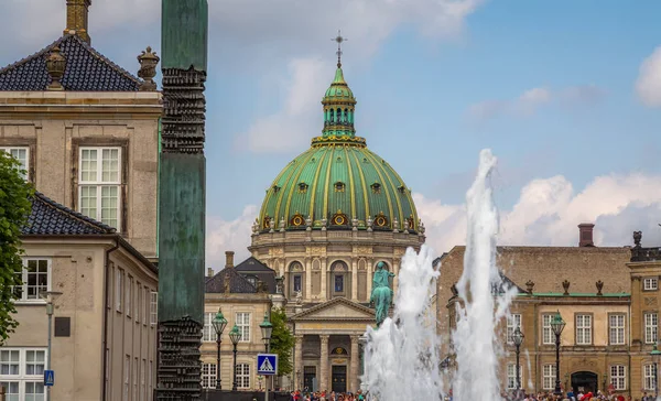 Schloss Amalienborg Kopenhagen Dänemark Rund Den Schlossplatz Mit Der Statue — Stockfoto