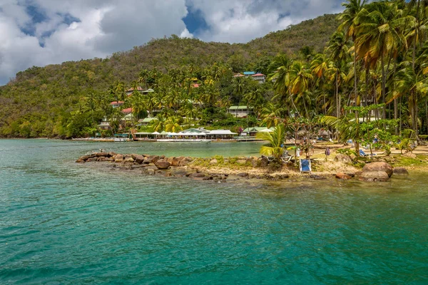 Marigot Bay Svatá Lucie Karibské Moře Expozice Zatímco Lodní Vyjížďka — Stock fotografie