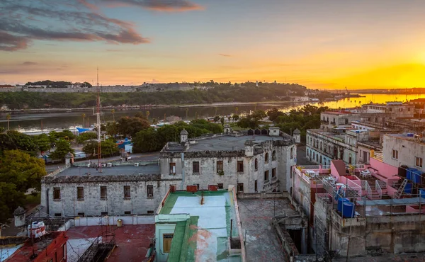 Havanna Stadsbild Vid Soluppgången Foto Taget Från Byggnad Den Gamla — Stockfoto