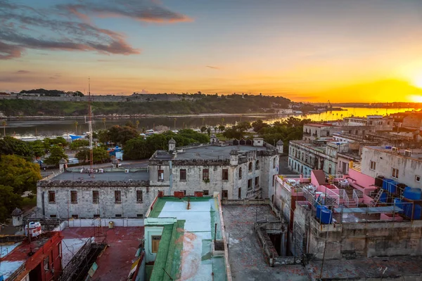 Havanna Stadsbild Vid Soluppgången Foto Taget Från Byggnad Den Gamla — Stockfoto