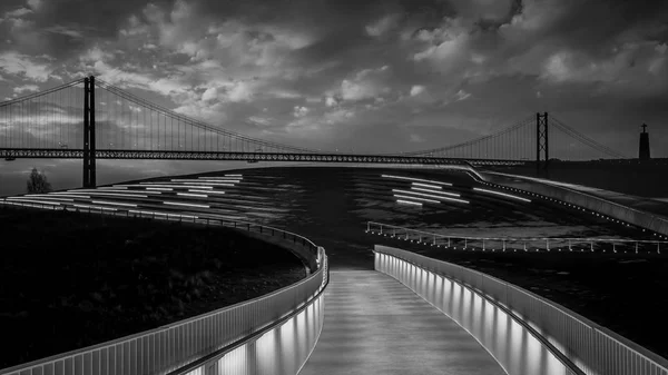 Larga Exposición Amanecer Torre Belm Lisboa Portugal — Foto de Stock