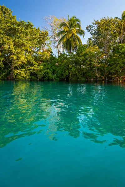Laguna Bacalar Ismert Mint Lagoon Seven Colors Bacalar Mexikó Kristálytiszta — Stock Fotó