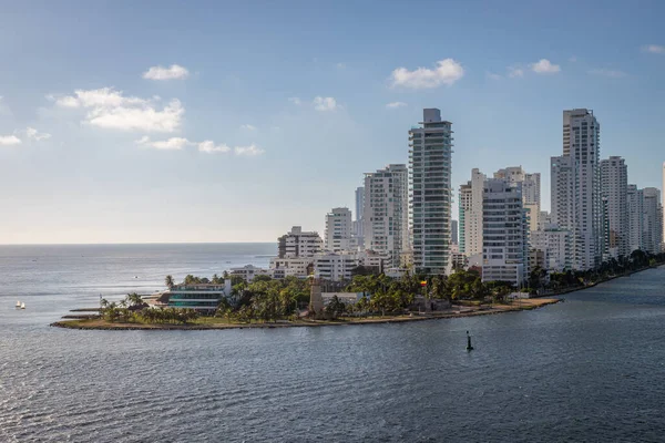 Vista Pano Ciudad Cartagena Las Indias Colombia Tomada Barco Llegar — Foto de Stock