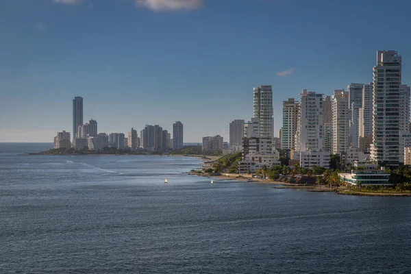 Vista Pano Ciudad Cartagena Las Indias Colombia Tomada Barco Llegar — Foto de Stock