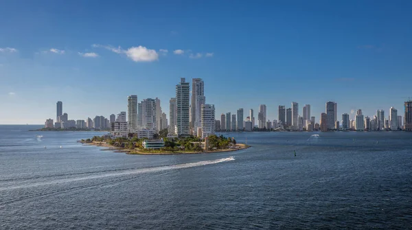 Vista Pano Ciudad Cartagena Las Indias Colombia Tomada Barco Llegar — Foto de Stock