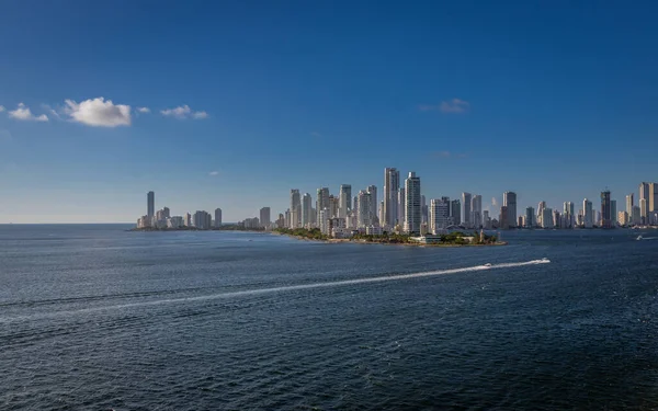 Vista Pano Ciudad Cartagena Las Indias Colombia Tomada Barco Llegar — Foto de Stock