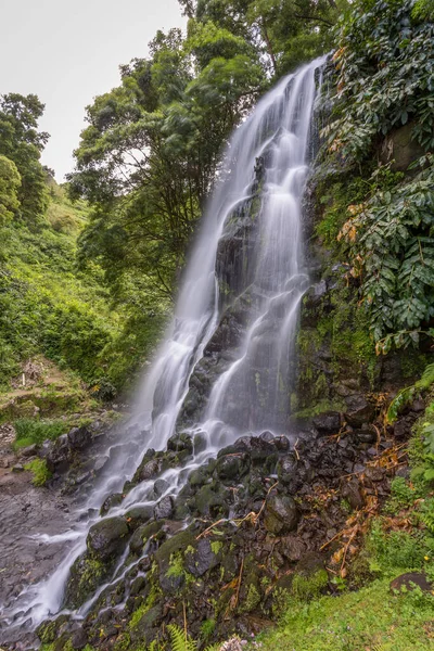 Azores 'deki Sao Miguel Adası' nın iç kısımlarında güzel bir şelale var.