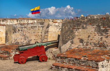 Kolombiya, Cartagena 'daki tarihi şatonun çekimi..