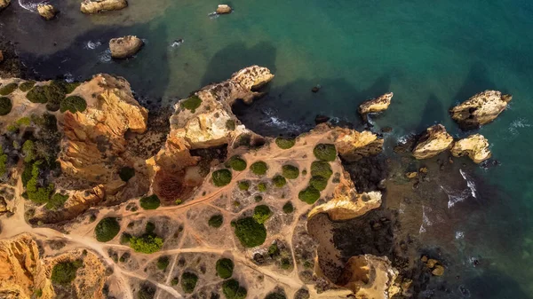 Pláž Ponorka Algarve Expozice Dronu Před Západem Slunce Pláži Submarino — Stock fotografie