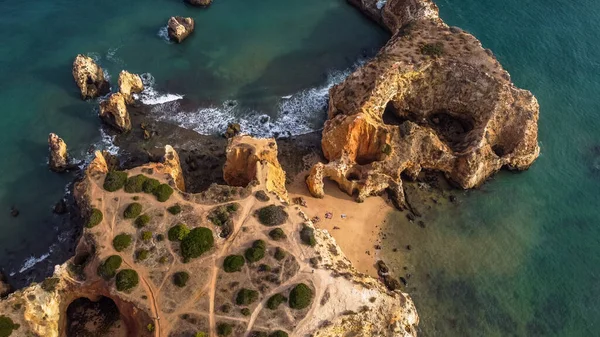 Submarino Beach Algarve Drone Exposure Done Sunset Submarino Beach Located — Stock Photo, Image
