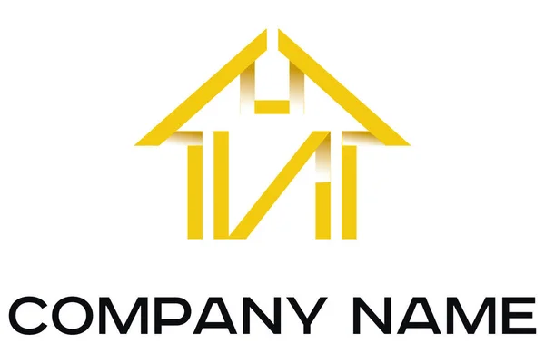 Žlutá Vektorové Logo Přechodem Domu Přímých Čar — Stockový vektor
